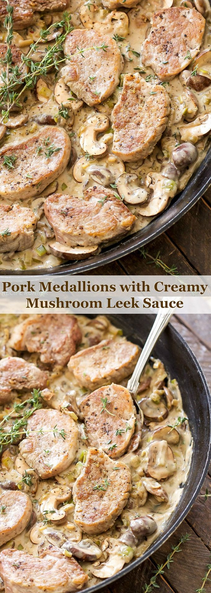 Fancy Dinner Ideas
 Pork Medallions with Creamy Mushroom Leek Sauce sounds