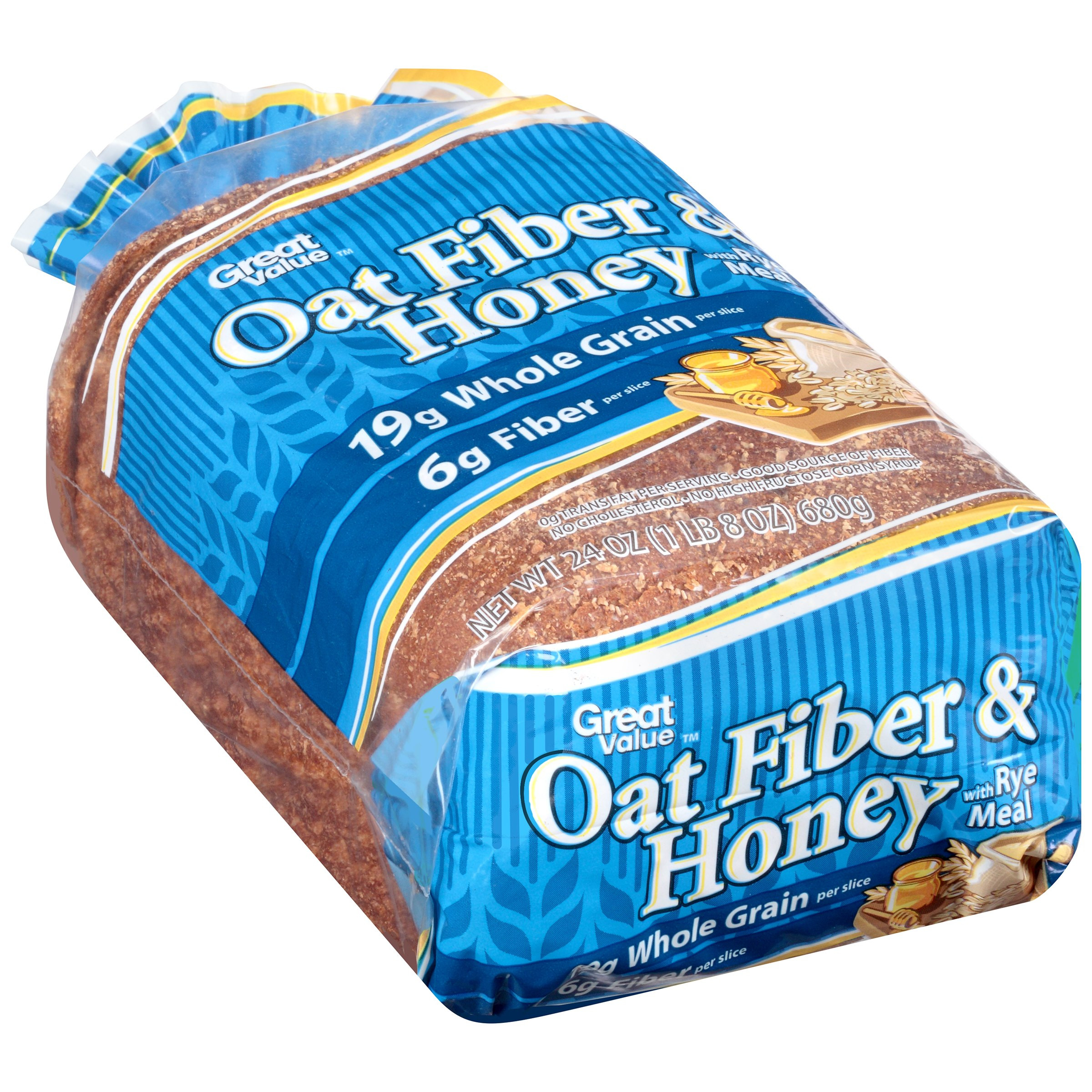 Fiber In Oats
 Great Value Oat Fiber & Honey with Rye Meal Bread 24 oz