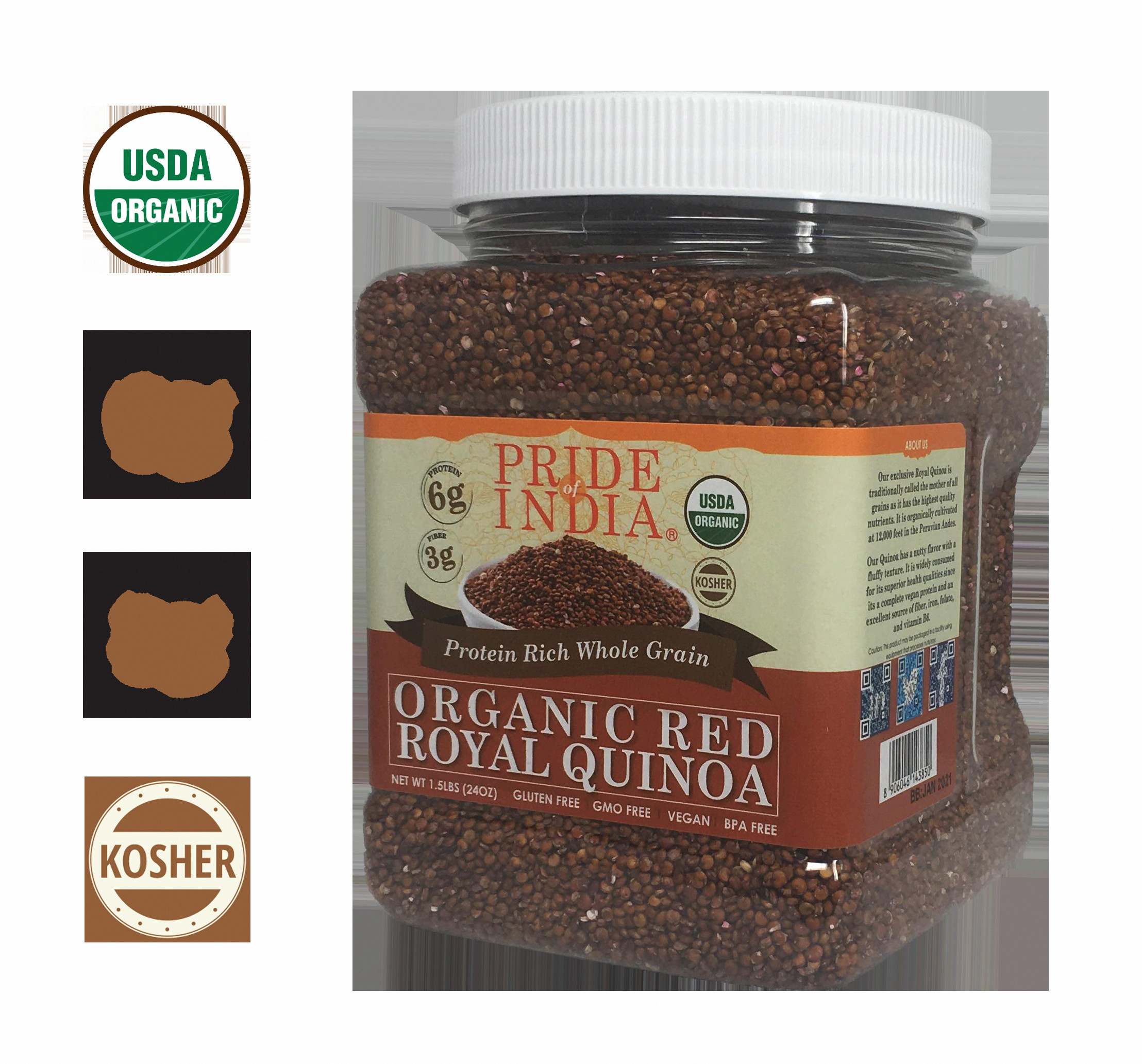 Fiber In Quinoa
 USDA Organic Aged Royal White Pre Washed Quinoa Whole