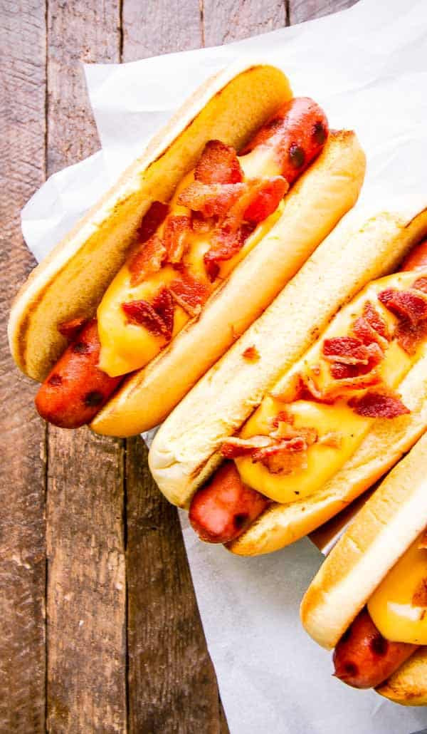 Franks Gourmet Hot Dogs
 Cheesy Bacon Beef Hot Dogs • The Wicked Noodle