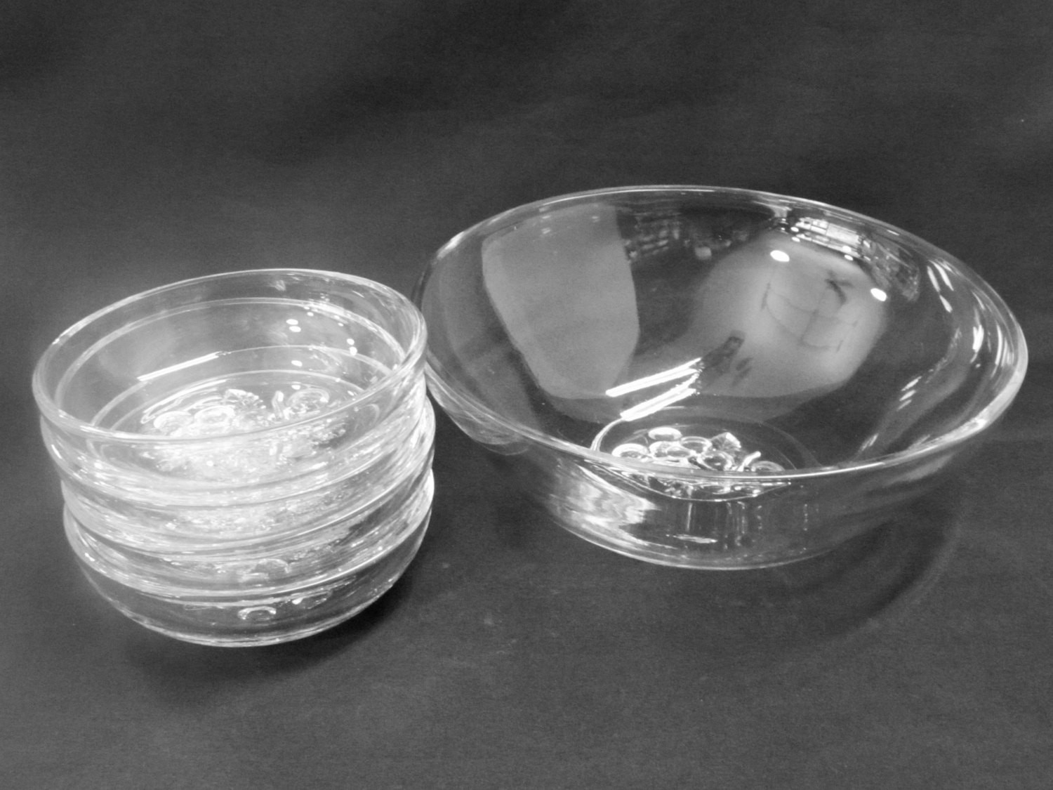 Glass Dessert Bowls
 Master Bowl Dessert Bowls Clear Pressed Glass Center Cherries