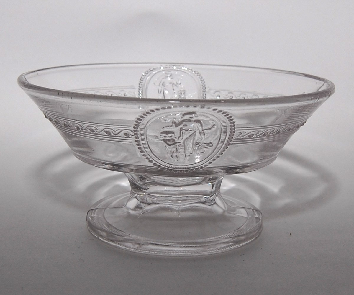 Glass Dessert Bowls
 Antique Glass Dessert Bowls Cupid and Venus circa 1800s Set