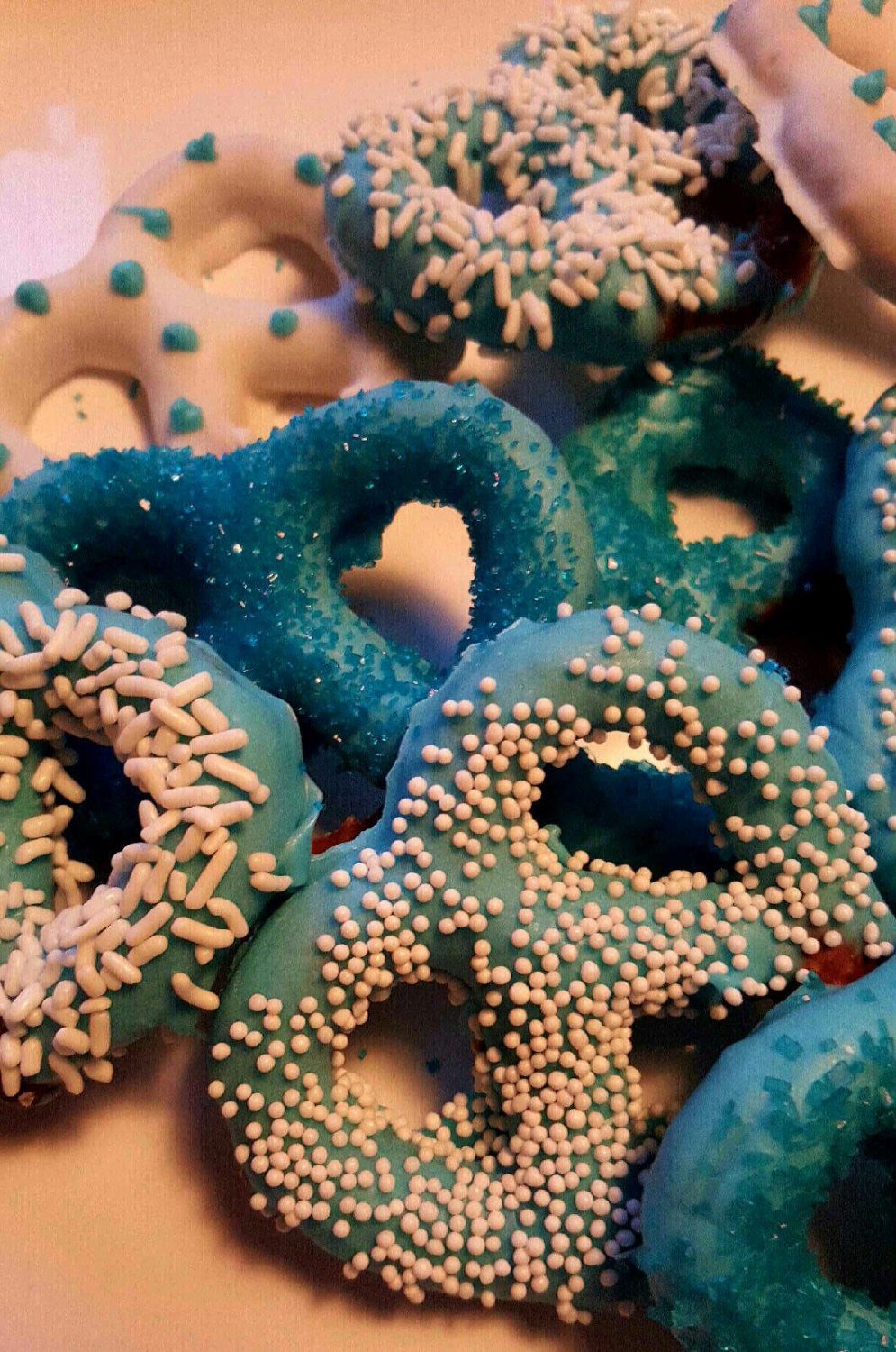 Gourmet Chocolate Pretzels
 Gourmet Chocolate Covered Pretzels White Chocolate with Teal