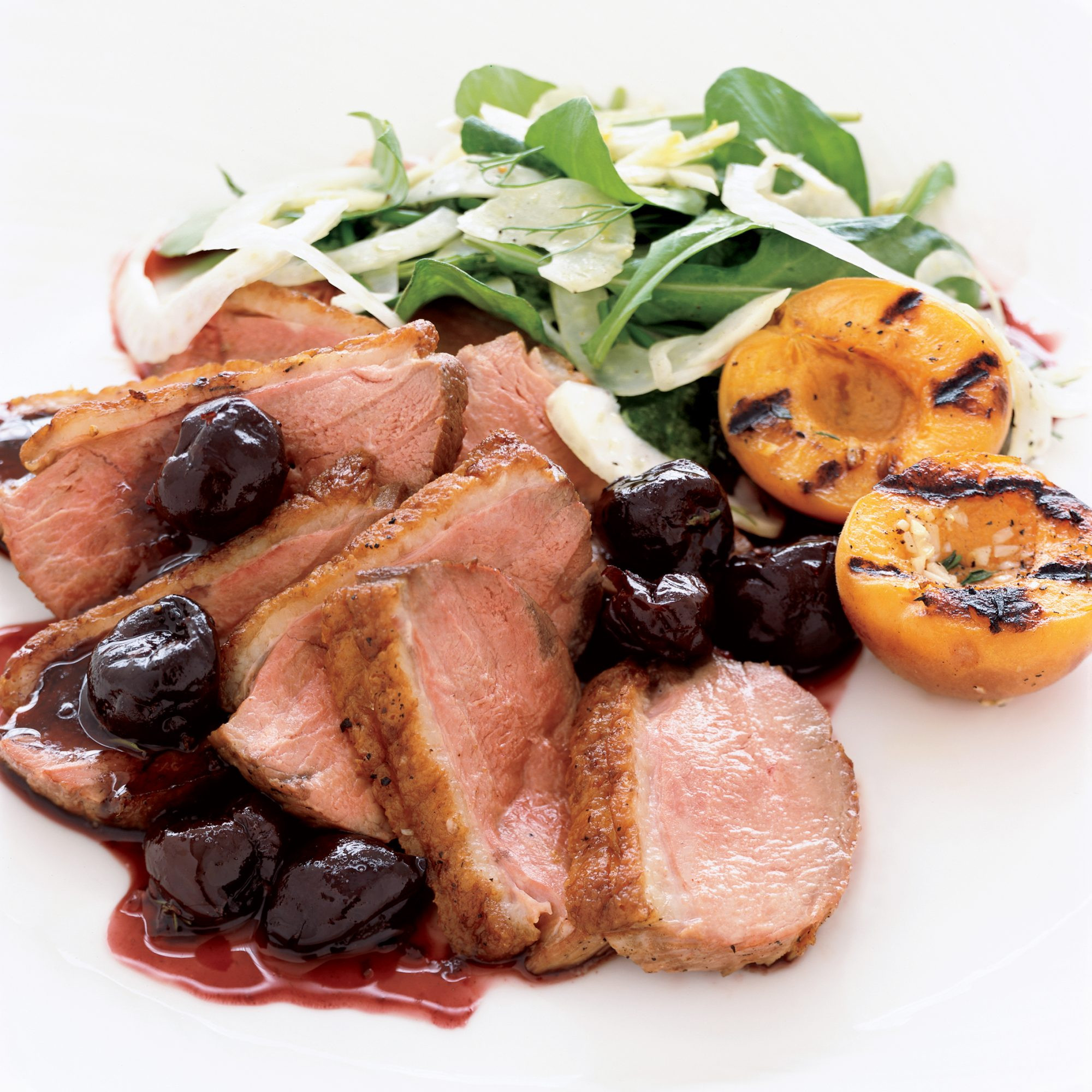 Grilled Duck Breast Recipes
 Duck Breast with Fresh Cherry Sauce and Grilled Apricots
