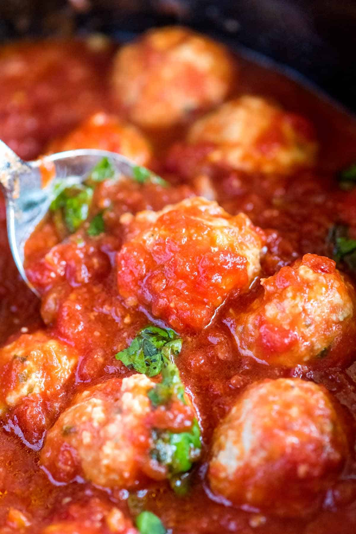 Ground Chicken Meatballs
 Tomato Basil Slow Cooker Chicken Meatballs