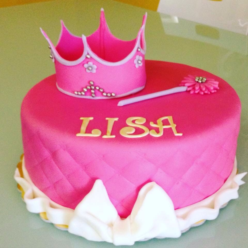 Happy Birthday Lisa Cake
 Princess cake fondant crown pink happy birthday Lisa
