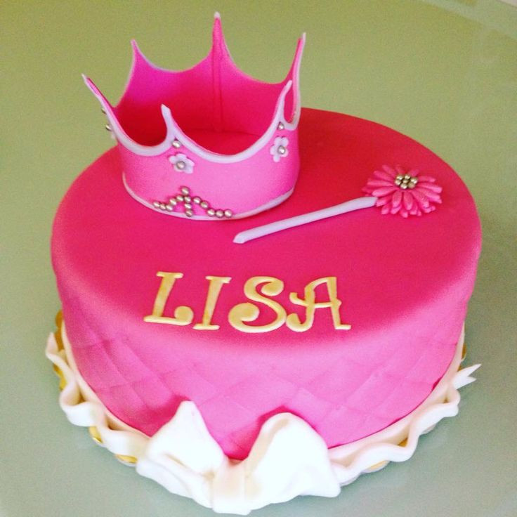 Happy Birthday Lisa Cake
 Princess cake fondant crown pink happy birthday Lisa