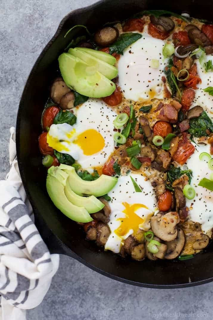 Healthy Breakfast For Dinner
 Spinach Mushroom Breakfast Skillet with Eggs