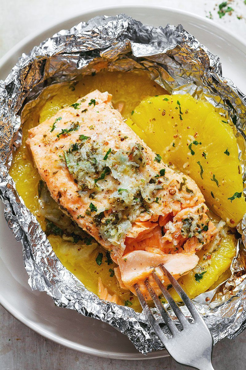 Healthy Fish Dinner Recipes
 Garlic Lemon Butter Salmon in Foil with Pineapple — Eatwell101