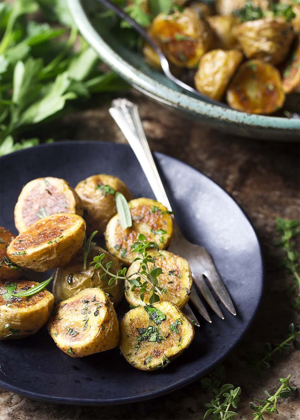 Herb Roasted Baby Potatoes
 Crispy Herb Roasted Baby Potatoes Just a Little Bit of Bacon