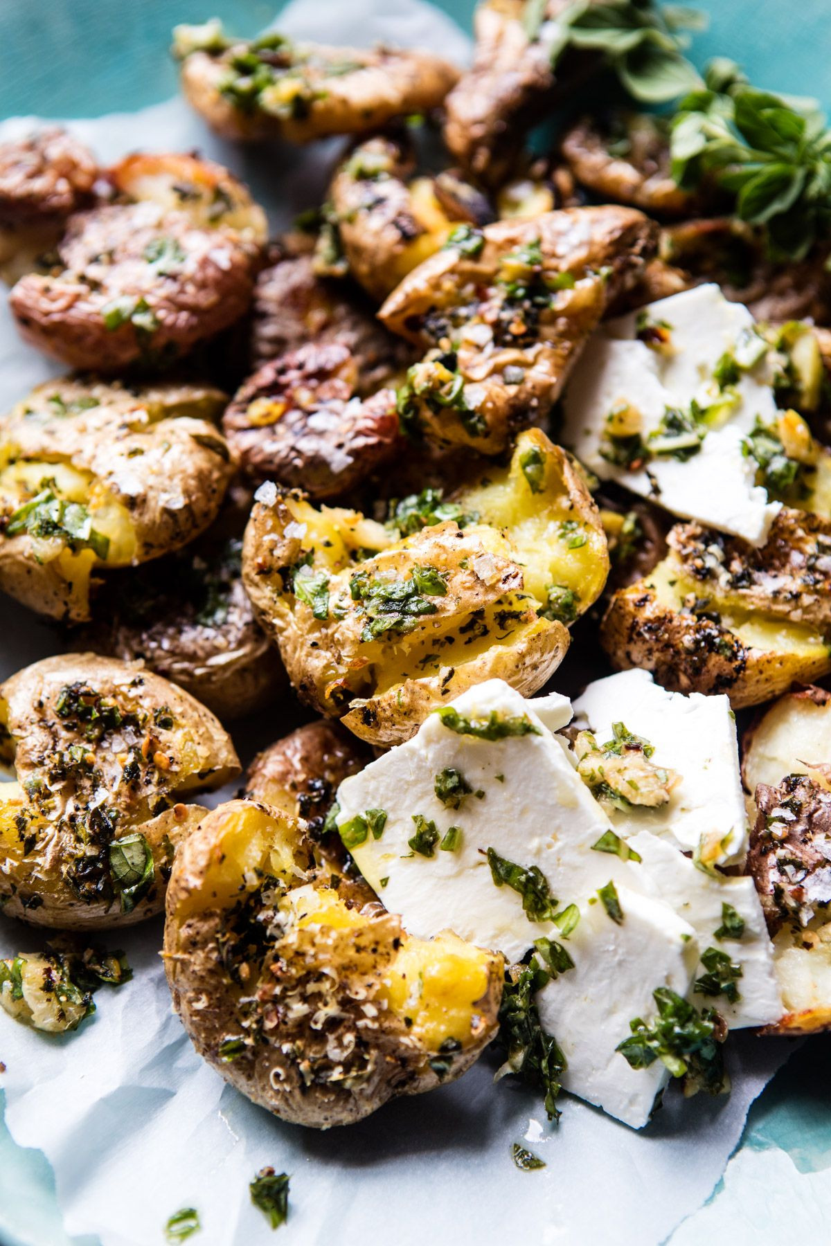High Fiber Side Dishes
 Crispy Oregano Smashed Potatoes with Feta and Lemon