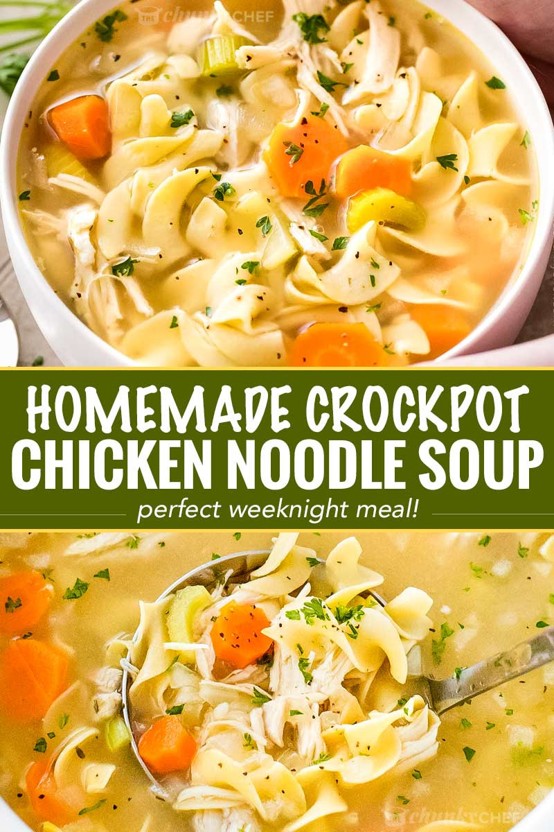 Homemade Chicken Noodle Soup Crock Pot
 Homemade Crockpot Chicken Noodle Soup The Chunky Chef