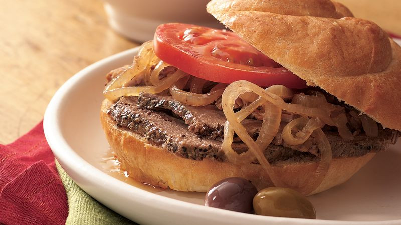 Hot Beef Sandwiches Recipes
 Slow Cooker Hot Roast Beef Sandwiches au Jus recipe from