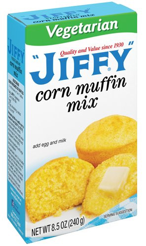 Jiffy Vegetarian Cornbread
 Jiffy Ve arian Corn Muffin Mix 8 5 OZ Box Pack of 3