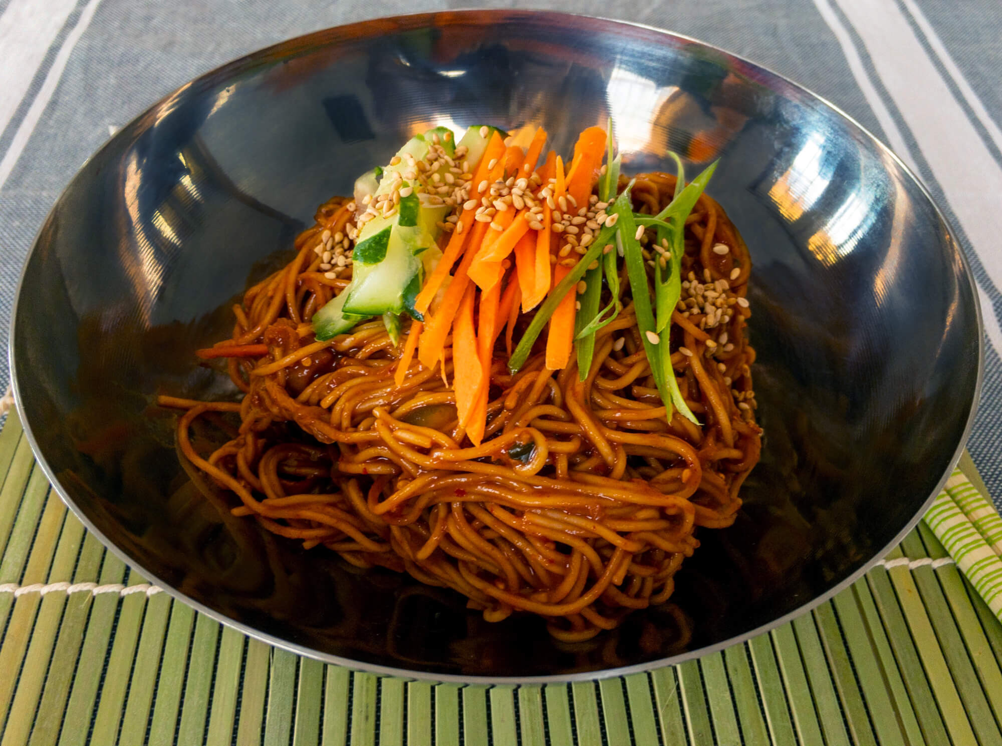 Korean Cold Noodles
 Korean Cold Noodles with Spicy Sweet and Sour Gochujang