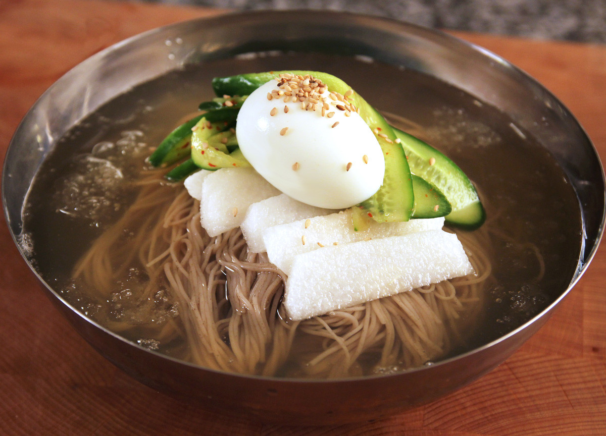 Korean Cold Noodles
 Mul naengmyeon Korean cold noodles in chilled broth 물냉면