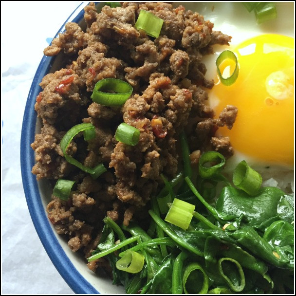 Korean Ground Beef And Rice Bowls
 Korean Style Ground Beef & Spinach Rice Bowls