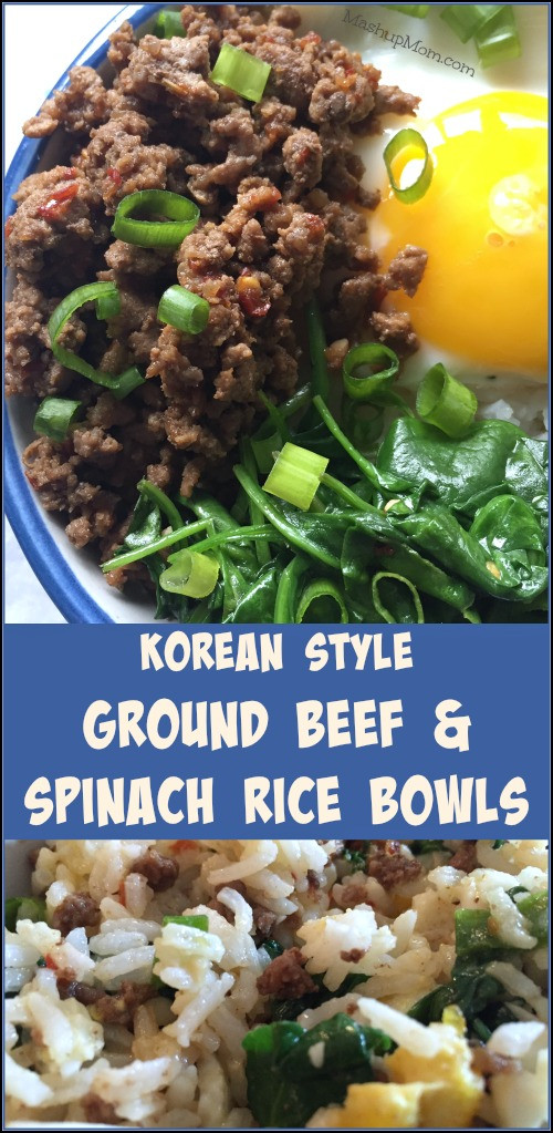 Korean Ground Beef And Rice Bowls
 Korean Style Ground Beef & Spinach Rice Bowls