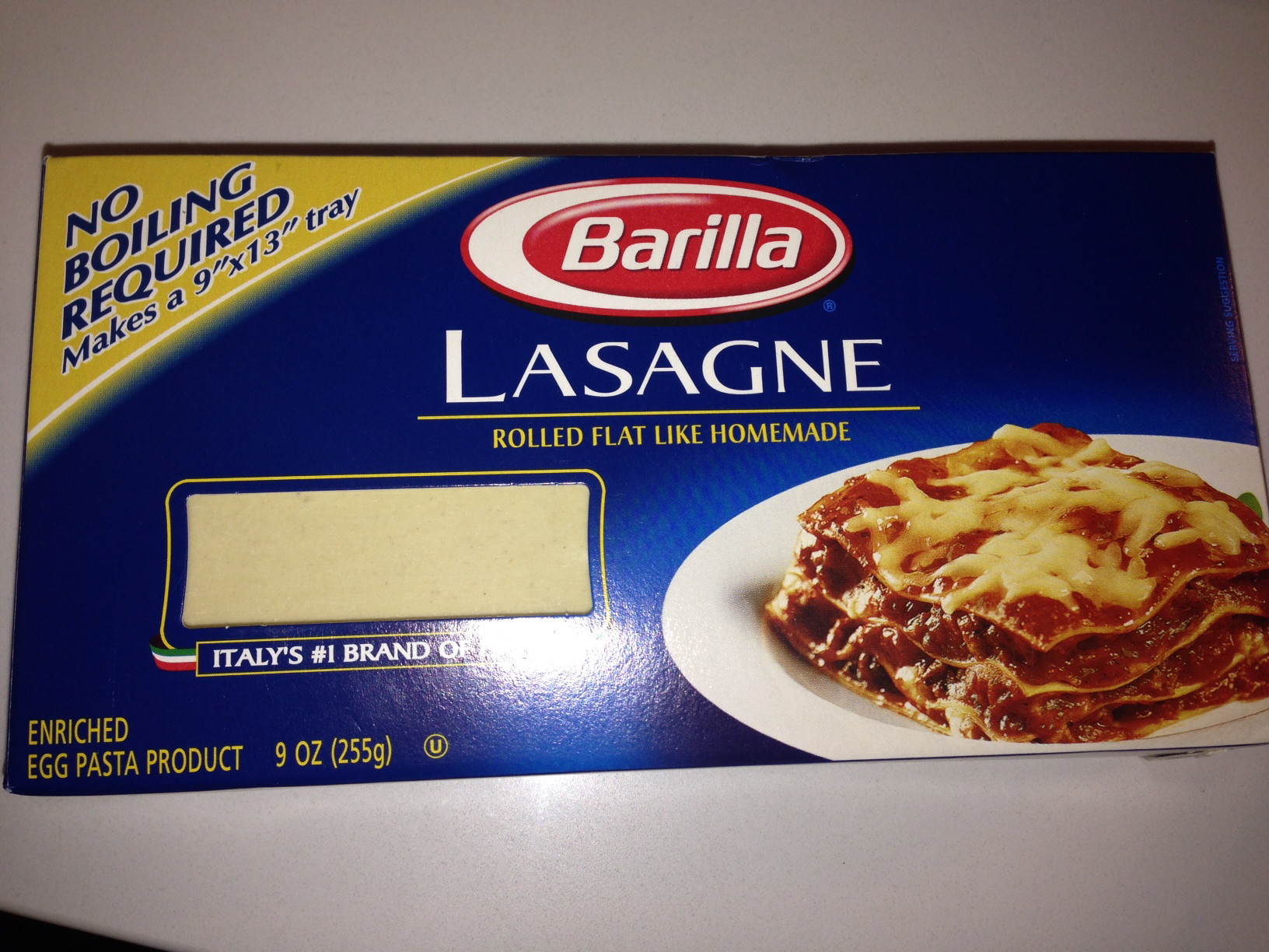 Lasagne No Cook Noodles
 Barilla No Cook Lasagna Sheets