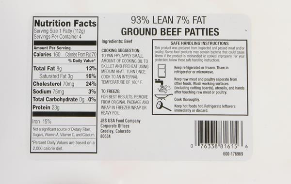 Lean Ground Beef Calories
 Hy Vee Pure Lean Fat Ground Beef Patties
