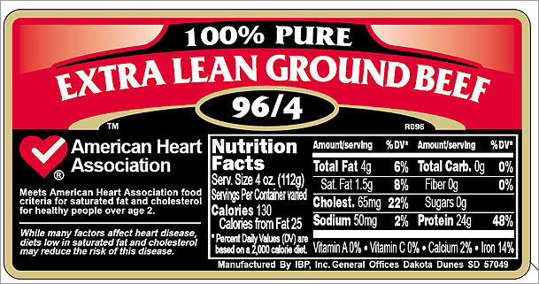 Lean Ground Beef Calories
 New Nutritional Labels for Meat USDA