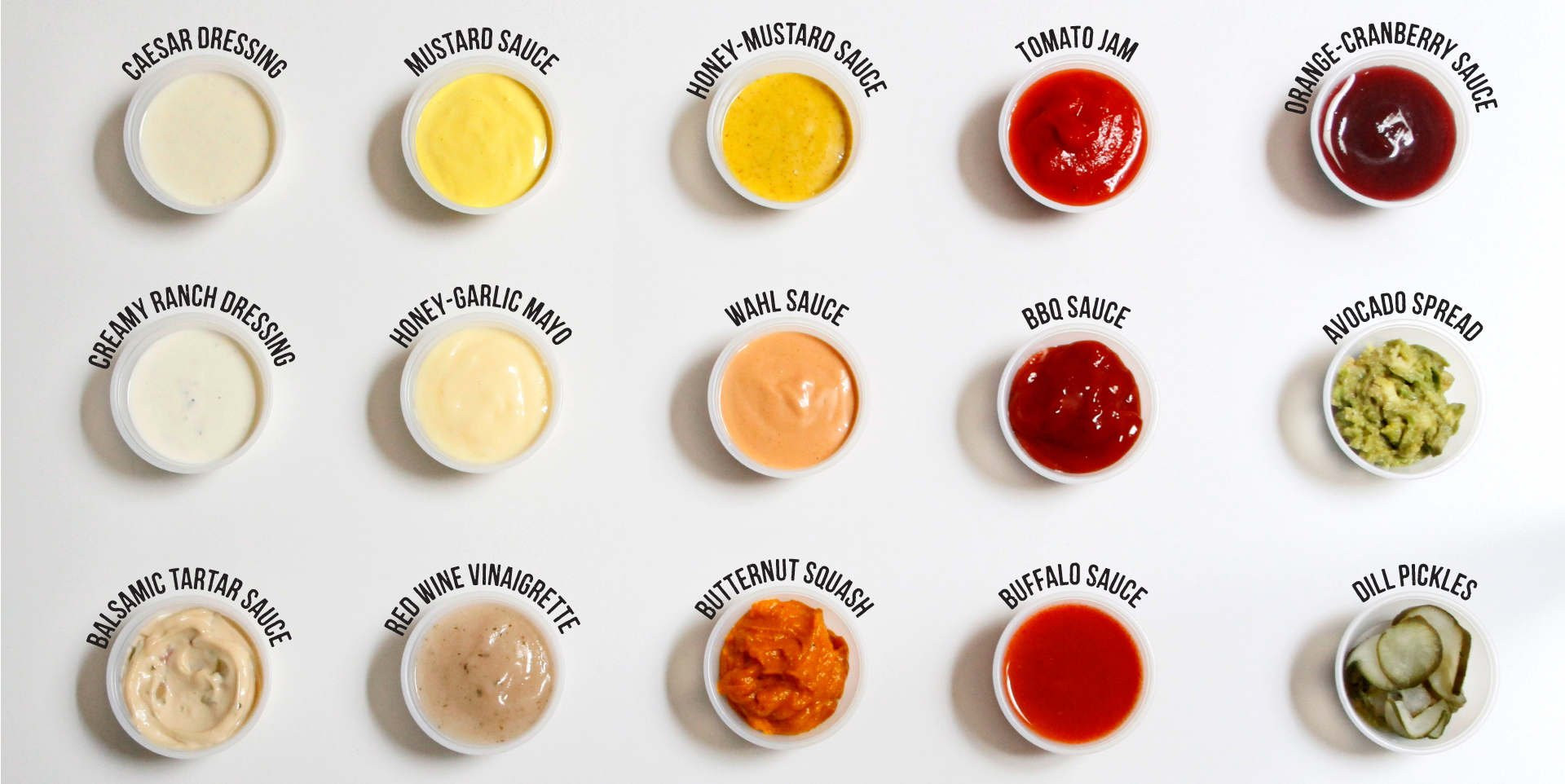 List Of Sauces And Condiments
 We serve 15 Varieties of Housemade Condiments and Sauces