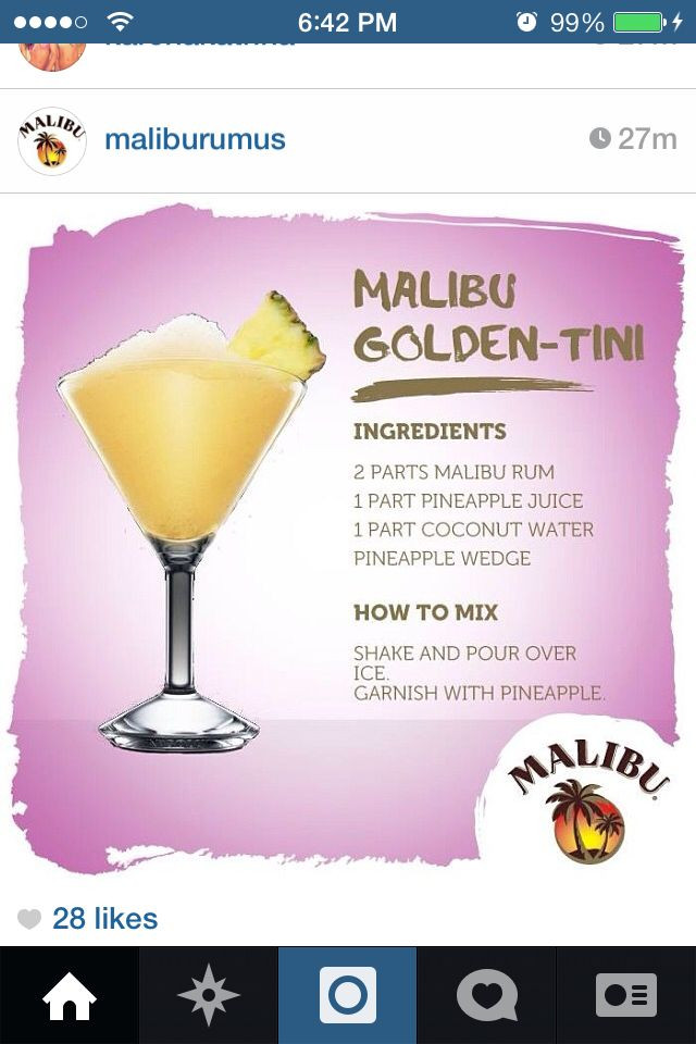 Low Calorie Malibu Rum Drinks
 Malibu Rum Golden Tini