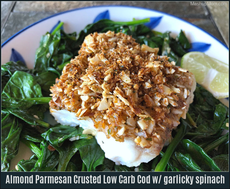 Low Carb Cod Recipes
 Almond Parmesan Crusted Low Carb Cod with garlicky spinach