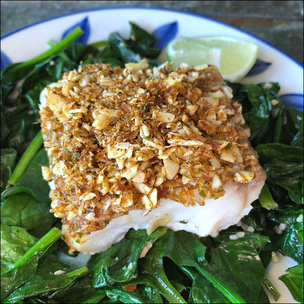 Low Carb Cod Recipes Unique Almond Parmesan Crusted Low Carb Cod with Garlicky Spinach