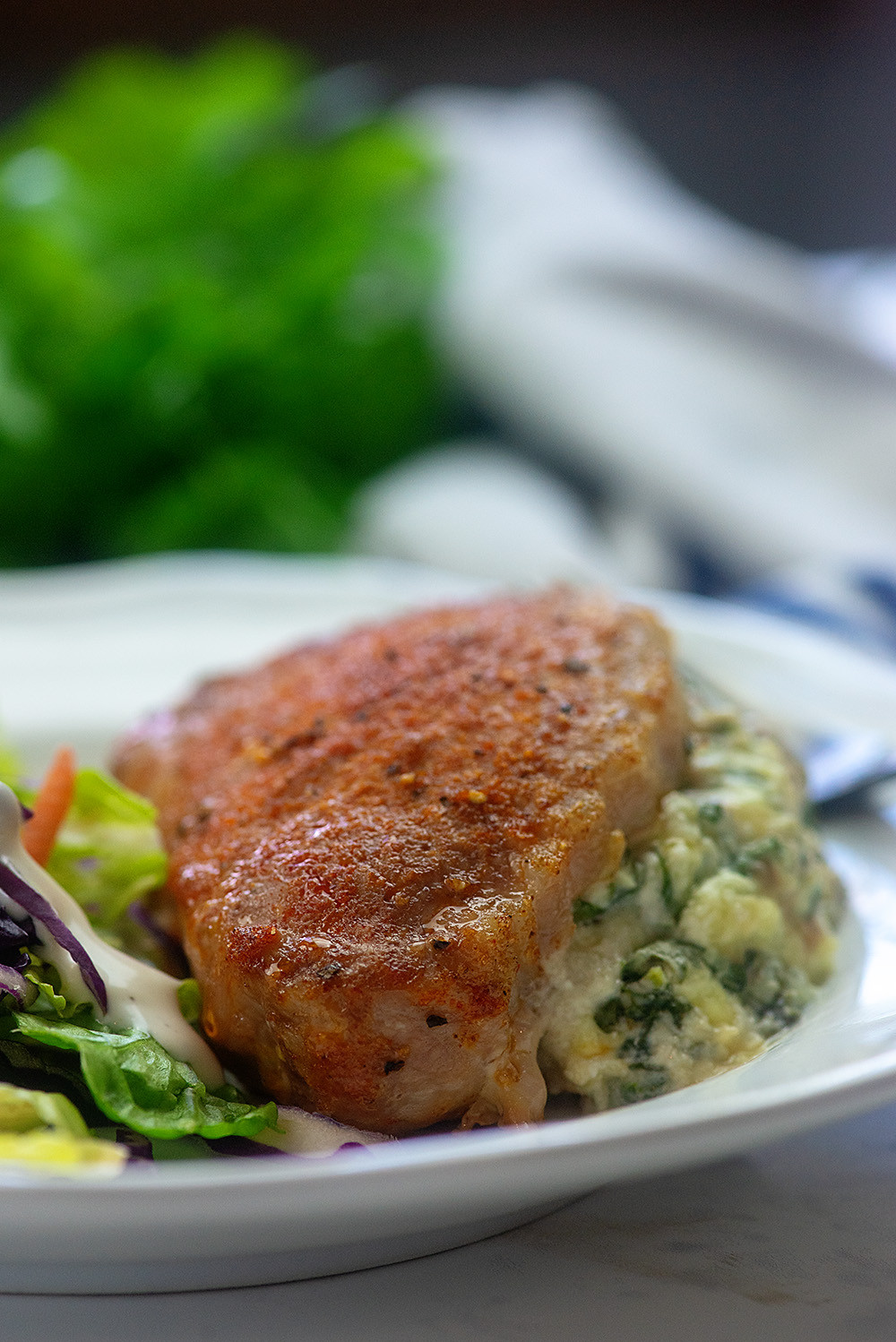 Low Carb Stuffed Pork Chops
 Spinach Stuffed Pork Chops low carb and keto friendly