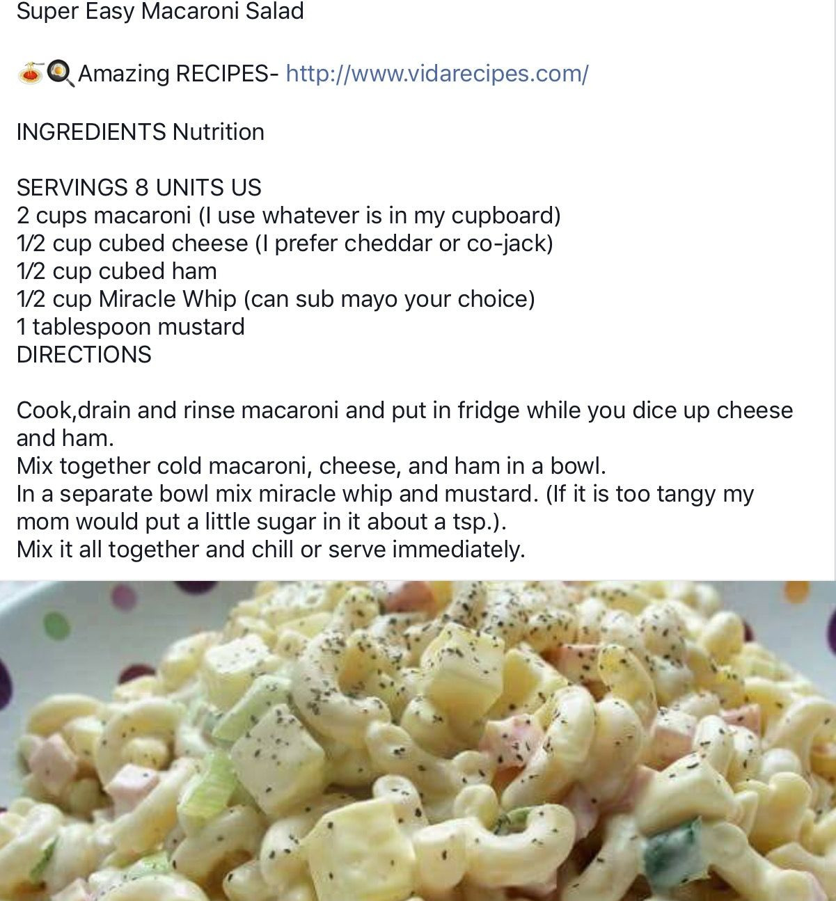 Macaroni Salad With Cheese Cubes
 Pin by June Lawrence on Salad With images