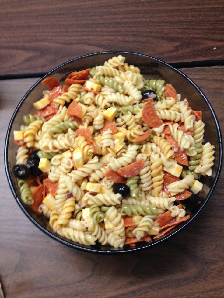 Macaroni Salad With Cheese Cubes
 Easy Pasta Salad 1 pk of cooked spiral pasta 1 pk of Colby
