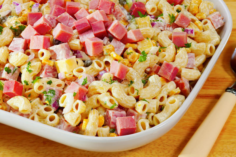 Macaroni Salad With Cheese Cubes
 Macaroni Pasta Salad With Ham And Cheese Stock