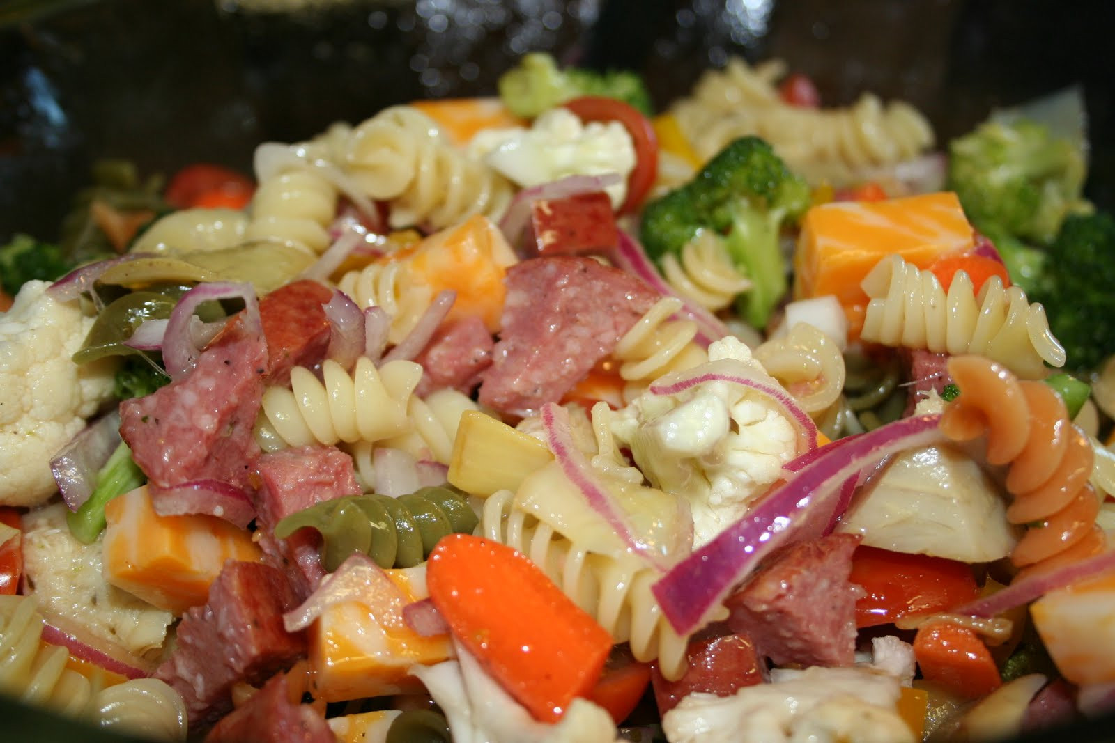 Macaroni Salad With Cheese Cubes
 For the love of Food Stephanie s Pasta Salad