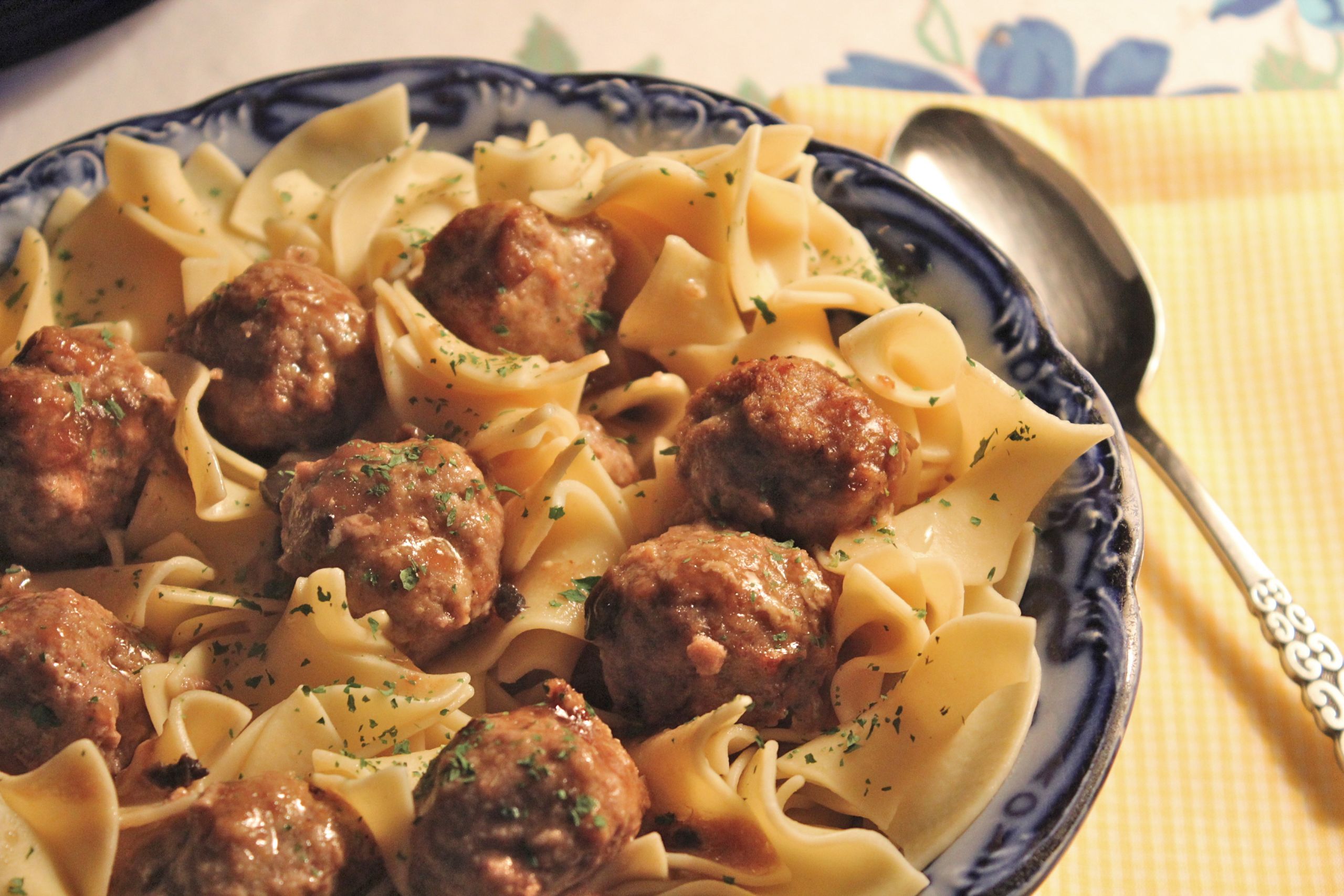 Meatballs And Egg Noodles
 Not My Mother’s Meatballs
