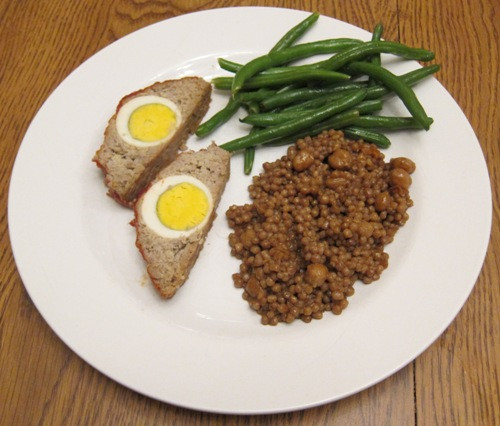Meatloaf Dinner Side Dishes
 Dinner Stuffed Meatloaf With Egg Green Beans And