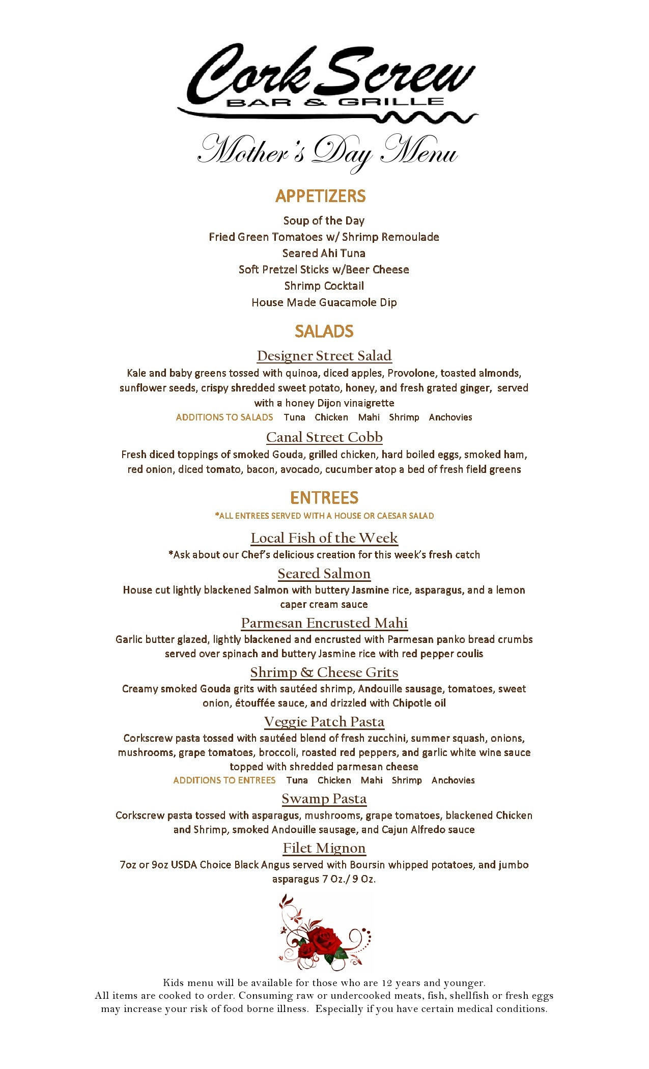 Mothers Day Dinner Menu
 Mother s Day Dinner Menu 2019 No Prices JPG1 The