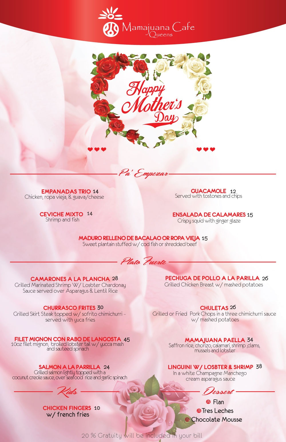 Mothers Day Dinner Menus
 MOTHERS DAY MENU MAMAJUANA QUEENS Mamajuana Cafe Queens