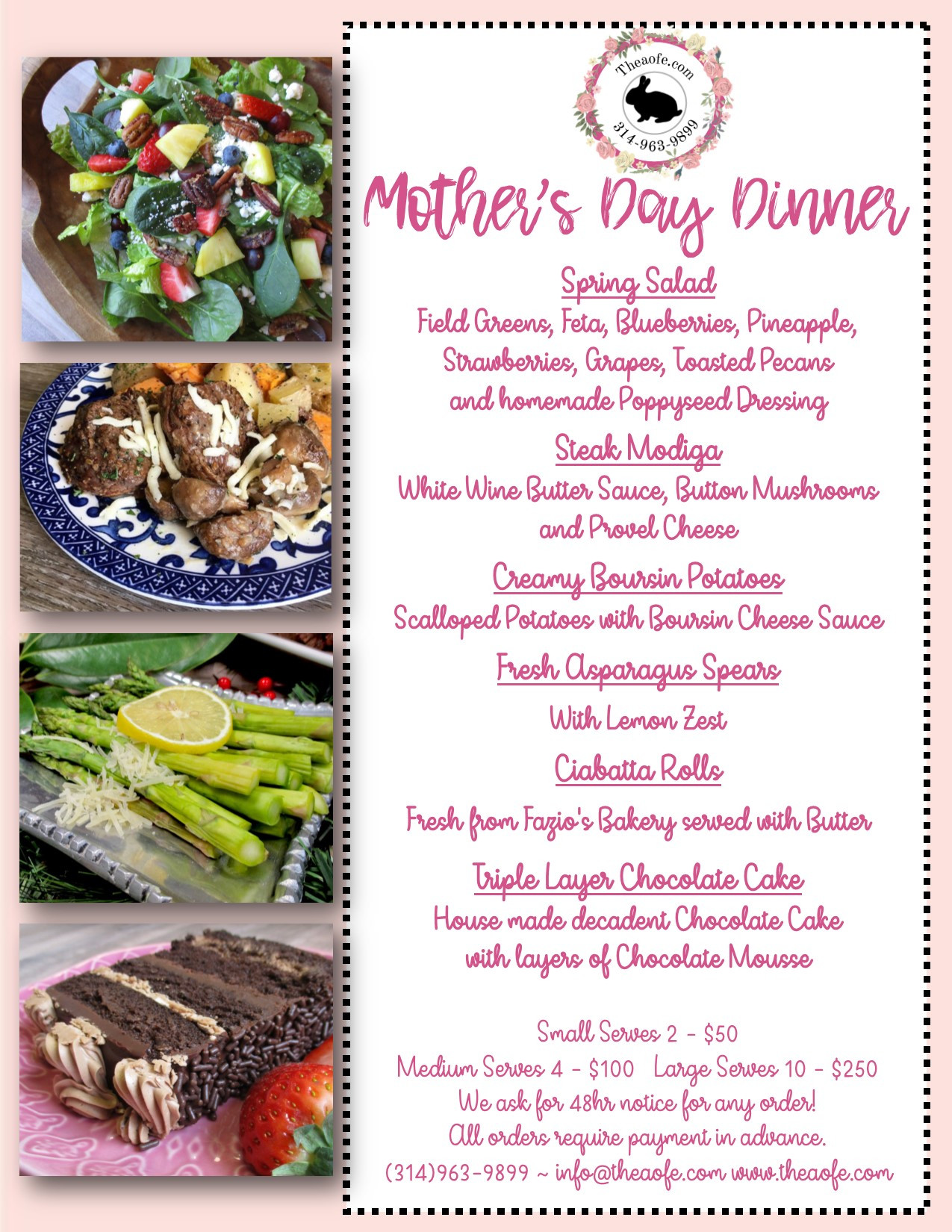 Mothers Day Dinner Menus Fresh Mother S Day Dinner 2019 the Art Of Entertaining the Art