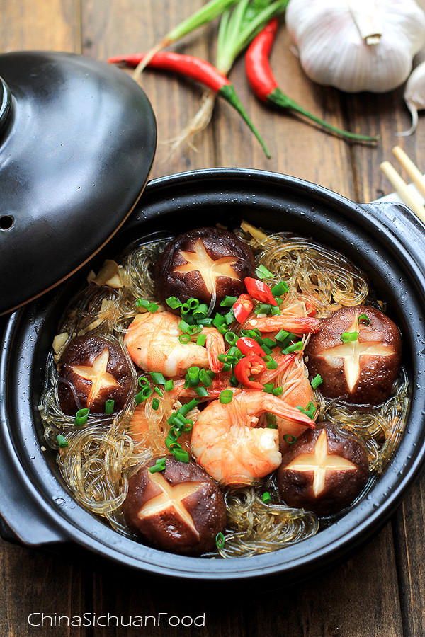 Mung Bean Noodles
 Mung Bean Noodles Braised with Shrimps – China Sichuan Food
