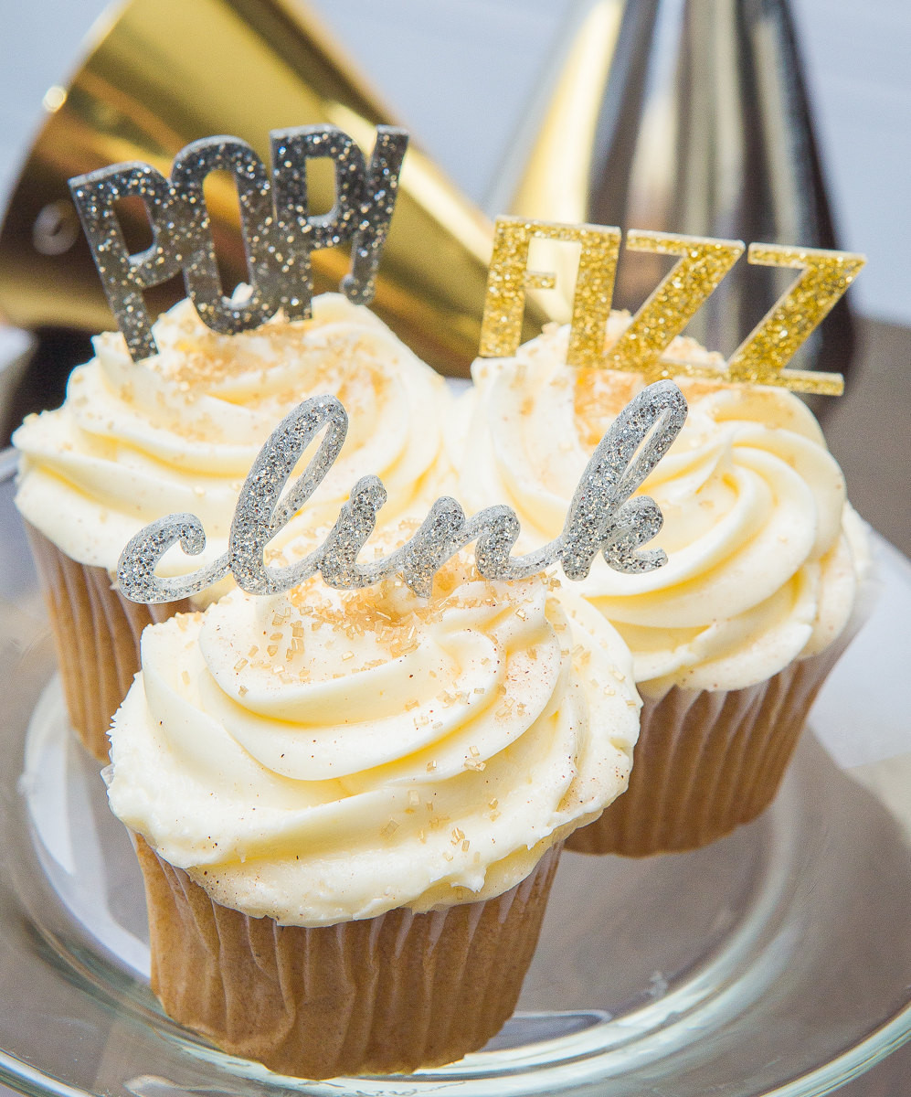 New Year'S Cupcakes
 New Years Cupcake Toppers POP Fizz Clink Set of