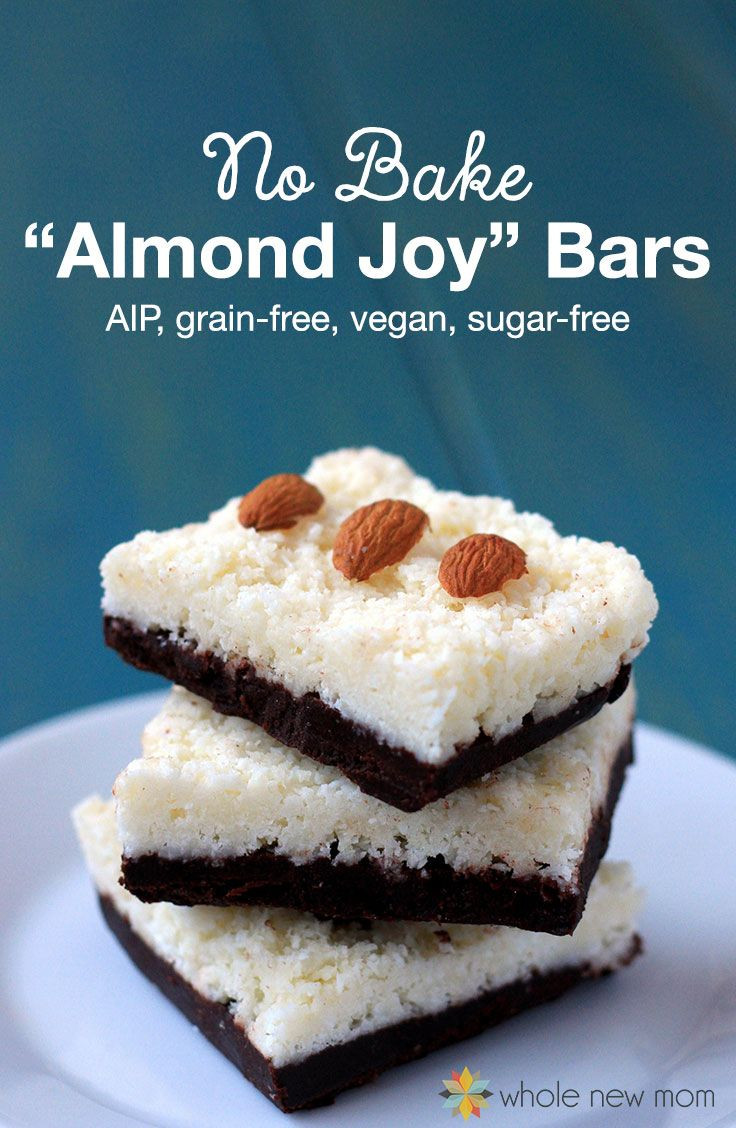 Non Dairy Desserts
 No Bake Healthy Almond Joy Bars low carb vegan gluten