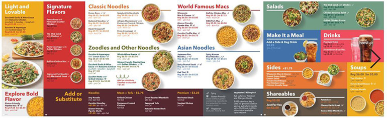 Noodles Company Menu
 Noodles menu tweaks include new format better for you