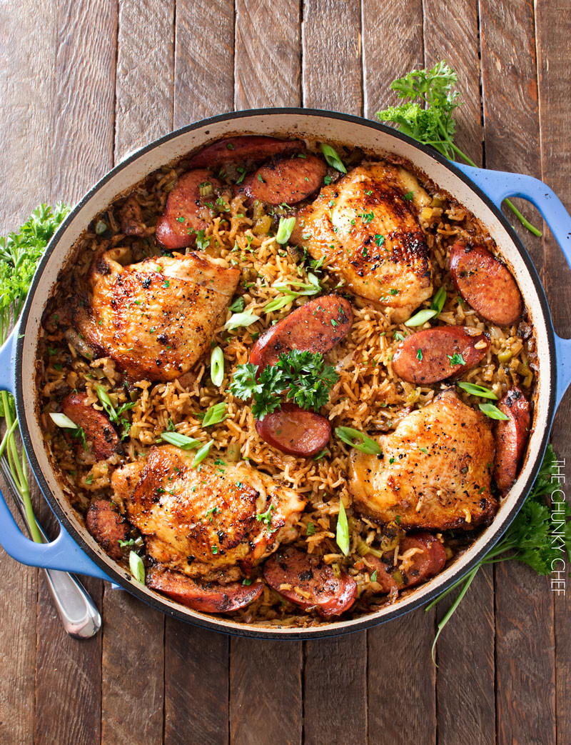 One Pot Chicken Thighs and Rice Lovely E Pot Chicken and Dirty Rice the Chunky Chef