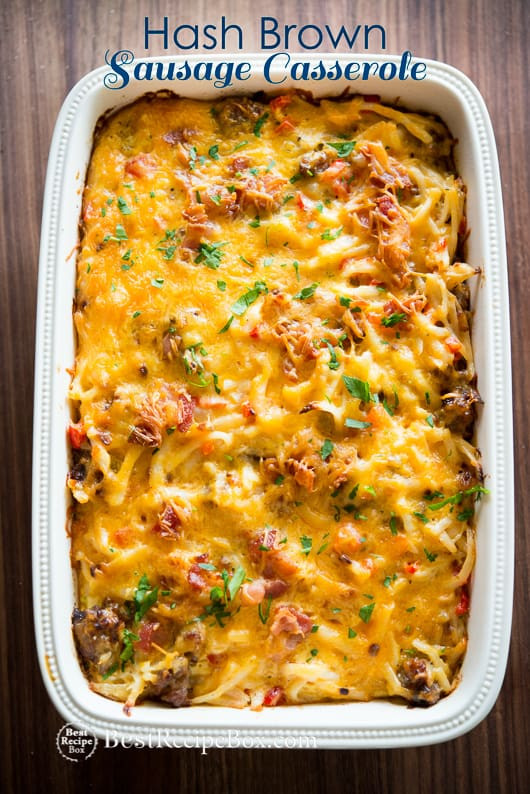 Overnight Breakfast Casserole With Hash Browns And Sausage And Eggs
 Hash Brown Breakfast Casserole Recipe with Bacon Sausage Ham