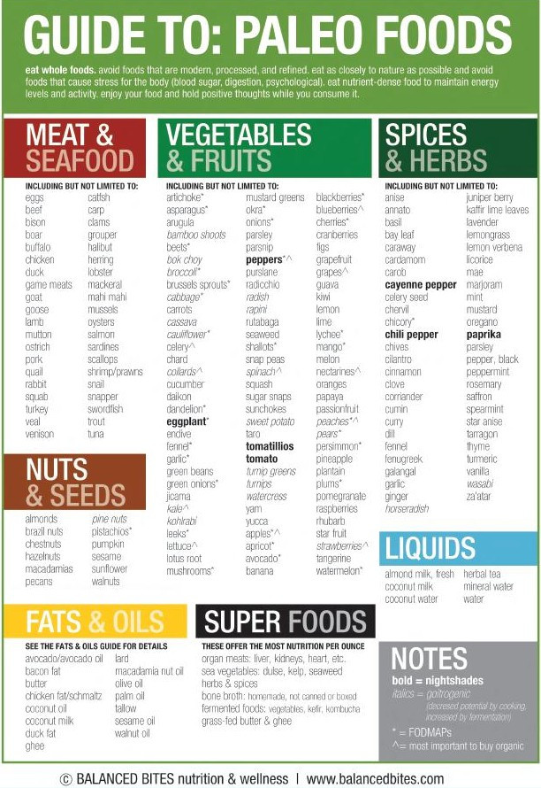 Paleo Diet Facts
 Guide to Paleo Foods Cheat Sheet Best Infographics