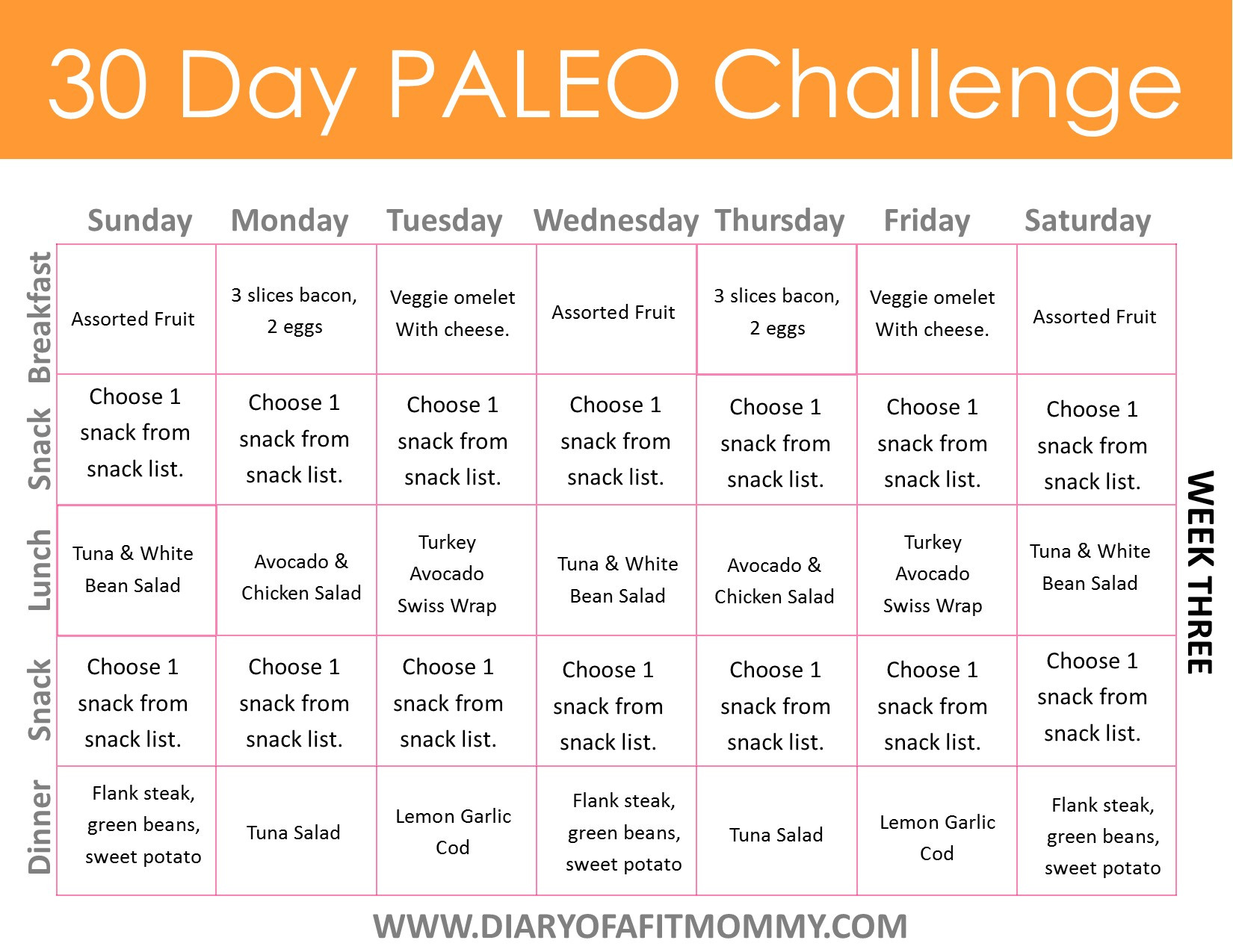 Paleo Diet Meal Plan For Weight Loss Pdf
 Diary of a Fit Mommy30 Day Paleo Challenge Diary of a