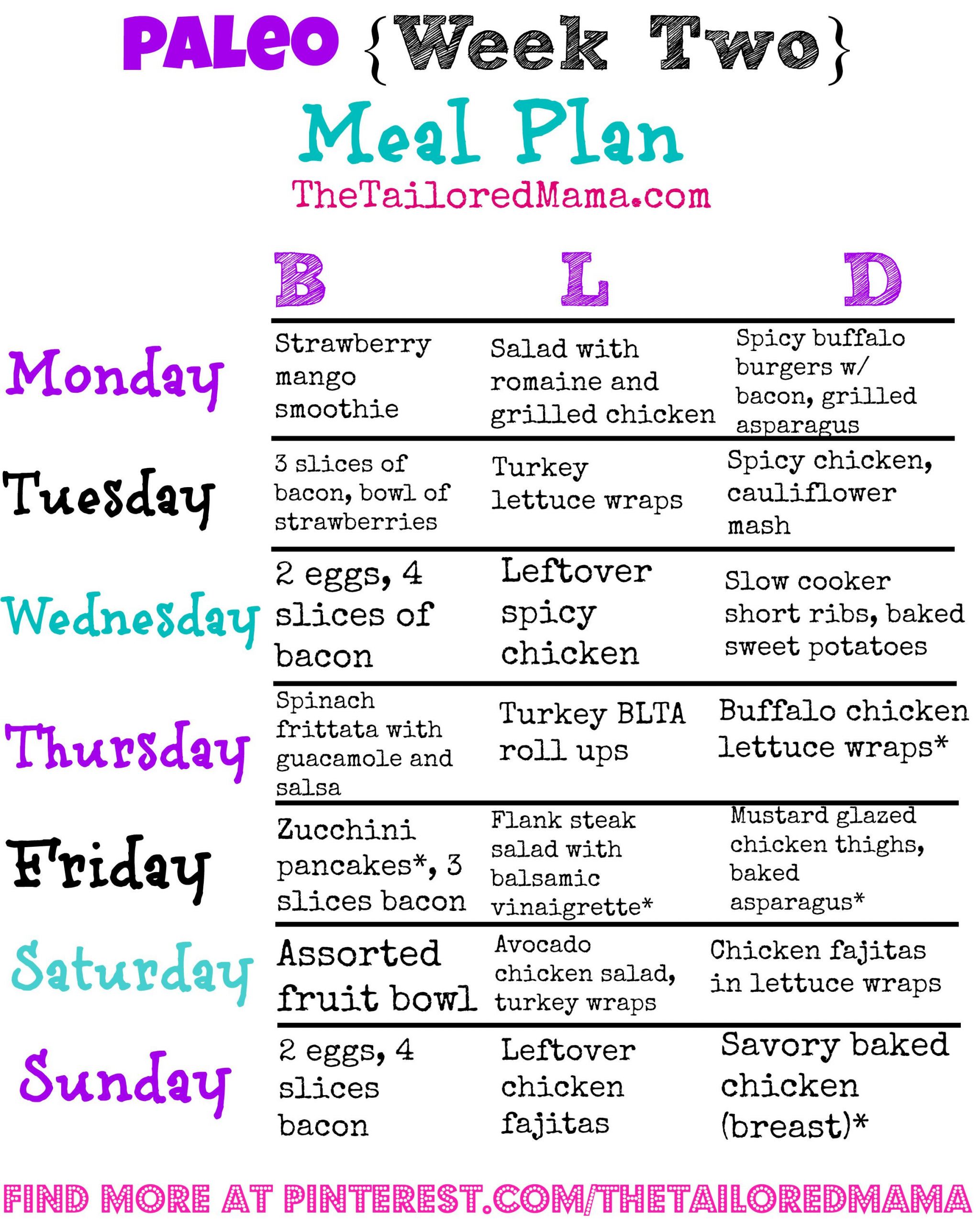 Paleo Diet Meal Plan For Weight Loss Pdf
 Paleo Week Two Meal Plan