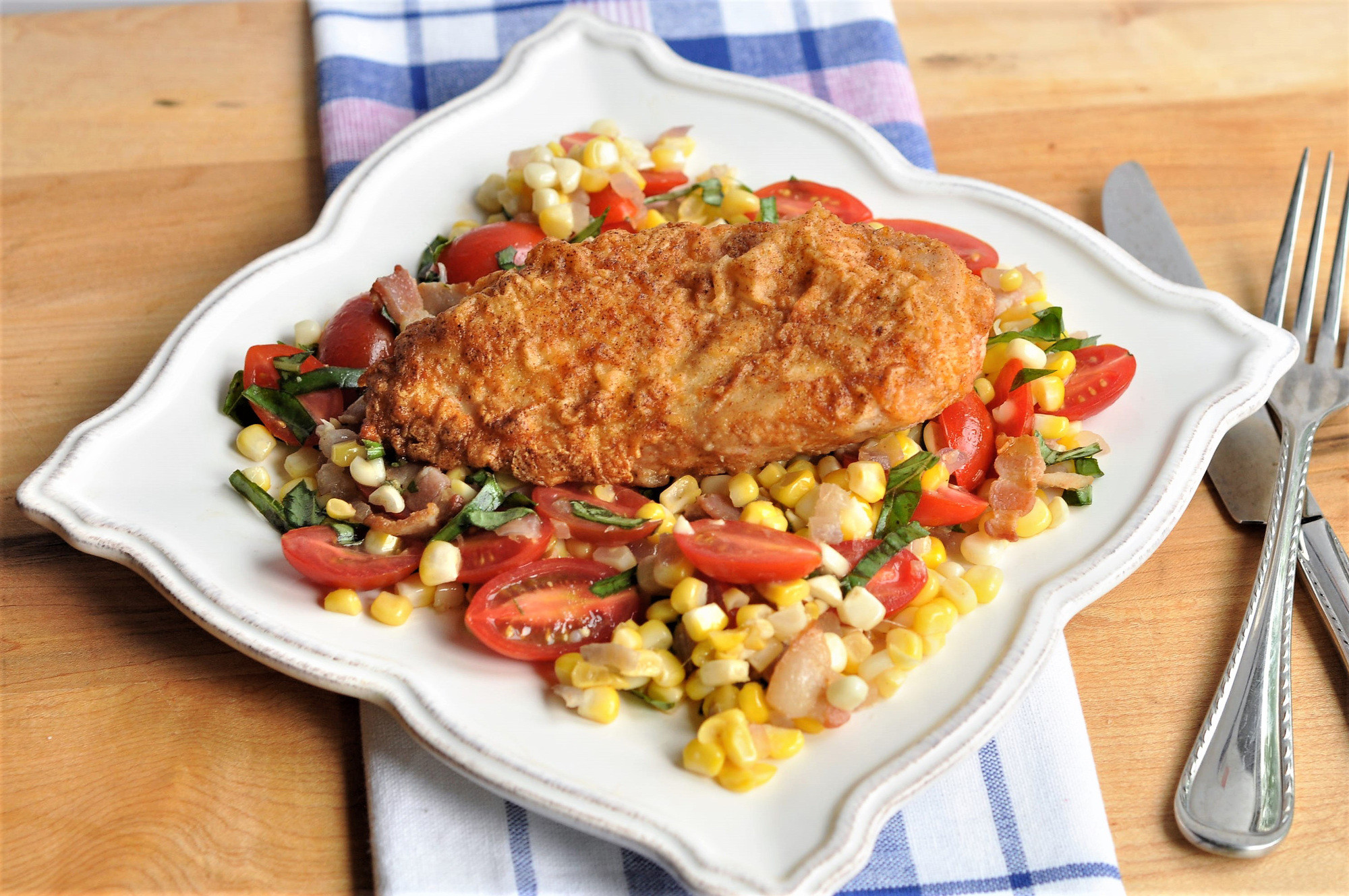 Pan Fried Chicken Breasts Recipe
 Recipe Pan Fried Chicken Breasts With Corn Tomato and