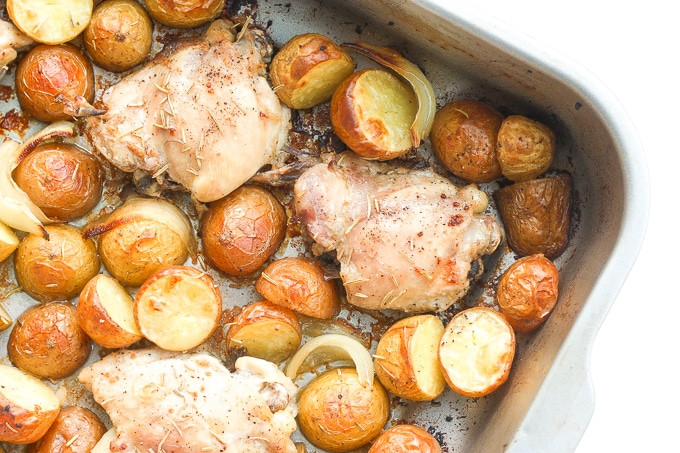 Pan Roasted Baby Potatoes
 e Pan Garlic Roasted Chicken and Baby Potatoes
